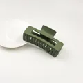 Pince à cheveux rectangulaire mate vert armée avec design évidé pour femmes - 6# Vert Foncé