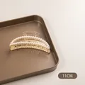 Λεπτομερής όψη κλιπ μαλλιών 11cm με πέρλες σε χάλκινο διακοσμητικό δίσκο - Μισοφέγγαρο Με Πέρλα