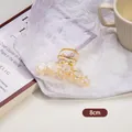 Close-up of 8cm transparent amber hair claw clip with elegant gold foil flakes - Gold Foil Five-circle Style (8#)
