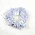 Classic plaid scrunchie in purple and yellow checkered pattern hair accessory - Purple/Color Mix (Hoshino)