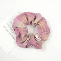 Chic purple and yellow plaid scrunchie hair tie with elastic cotton fabric texture - Purple/Yellow Plaid (Raspberry Tea)