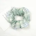 Chouchou en tissu à carreaux vert et blanc pour le coiffage quotidien des cheveux - Plaid Vert et Blanc