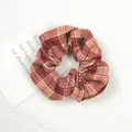 Chouchou élastique à carreaux rouges avec motif classique sur tissu blanc - Pumpkin Orange Plaid