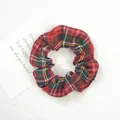 Chouchou en tissu à carreaux rouges avec bande élastique pour coiffures féminines - Plaid Rouge de Noël