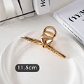 Details zur 11,5 cm goldenen Haarklammer mit 3D-Herz und rutschfesten Zähnen aus Metall - Doppelseitiges Herz-Gold