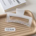 Detail shot of a 12.5cm frosted translucent white matte claw clip on a tray - Gradient White Square