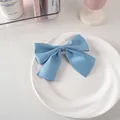 Dettaglio ravvicinato di un fiocco per capelli in raso blu su un piatto di ceramica - Nastro Di Cotone Largo 25# - Blu