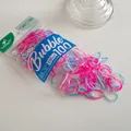 Detail of 25mm high-elasticity colorful candy-colored PU hair ties in 100pcs pack - Rose Pink Blue Series