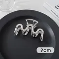 Große 9 cm silberne Haarklammer aus Metall in Wellenform mit glänzendem Finish für Damen - M-Form (1#) / 9cm / Silber