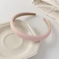Detail of light pink faux leather padded headband with brown non-slip lining texture - 7# Light Pink