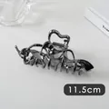 Detail of 11.5cm dark gray metal hair claw clip with sleek cutout design for women - Irregular (24#)