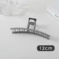 Detail of 12cm gunmetal hair claw clip with strong spring and minimalist metallic finish - Bar Style (28#)