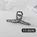 Detailed close-up of 11.5cm gunmetal twisted chain hair claw clip with mirror finish - Coarse Twist (6#)