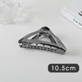 Close-up of a 10.5cm dark grey geometric triangle hair claw clip with a metallic finish - Triangle (17#)