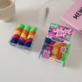 Detailed view of boxed colorful high-elastic baby hair ties for kids and toddlers - Rainbow