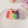 Bunte elastische Kinder-Haargummis in einer Box mit niedlichem Hasen-Illustrations-Set - Schwarz Mehrfarbig