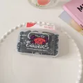 Haargummis für Kinder im Set in transparenter Box mit lila Hasenmotiv und schwarzem Gummi - Rein Schwarz Quadratisch 4.6cm