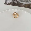 Polished gold heart drop earrings with metallic rings and high shine finish - Circle Heart - Gold