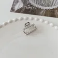Sleek silver rectangular hollow metal hair claw clip for elegant half-up hairstyles - Mini Rectangle - Silver