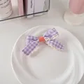 Fermaglio per capelli a quadri viola con pizzo per bambine e accessori dolci - Bordo In Pizzo N. 32 - A Quadri Viola