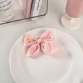 Fermaglio per capelli rosa in tessuto con fiocco e ricamo floreale per bambine - 43# Fiore Piccolo - Rosa