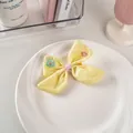 Graziosa clip per capelli a fiocco in tessuto giallo con fiori ricamati per bambina - 45# Fiore Piccolo - Giallo