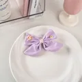 Fermaglio per capelli viola con fiocco in tessuto e ricami floreali per bambine - 46# Fiore Piccolo - Viola