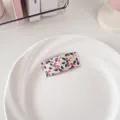Fermaglio per capelli in tessuto a fiori rosa e viola su piatto di ceramica - Polvere Fluorescente 66# - Clip Bb