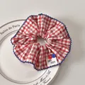 Coletero a cuadros rojos y blancos con ribete de encaje azul y botones - Coletero / Coletero Vichy Rojo