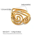 Verstellbarer 18K vergoldeter Edelstahl Spiralring mit minimalistischem Wirbeldesign - Gold (A2-2-250410-1)