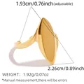 Adjustable golden stainless steel geometric oval ring with luxury fashion design - Gold Style (A17-4-2512011) / Adjustable Open