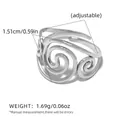 Verstellbarer silberner Spiralring aus Edelstahl mit minimalistischem Design - Spiralstrukturiertes Modell (A1-6-2512071-7) / Silber