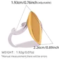 Adjustable two-tone titanium ring featuring a gold-plated oval marquise design - Gold and Silver Two-tone Style (A17-4-2512013) / Adjustable Open