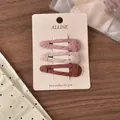 Drei Stoff-Haarspangen im Set, Farbtöne Rosenrot, Hellrosa und Braun, Set aus 3 - Stoffumwickelte Wassertropfenform / Rosa Serie Wassertropfenstil
