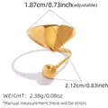Anillo ajustable de acero inoxidable dorado con forma de corazón y acabado pulido - Estilo de Corazón Dorado (A18-5-2512193)