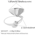 Anillo ajustable de acero inoxidable plateado con triángulo irregular y acabado pulido espejo - Estilo de Triángulo Plateado (A18-5-2512194)