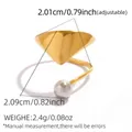 Anillo triangular dorado ajustable con forma geométrica de rombo y perla blanca - Estilo de Perla Rombo Dorado (A18-5-2512195)