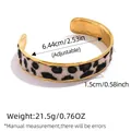 Adjustable leopard print cuff bracelet with gold-plated finish for women's vintage style - Open C-Shape Bangle (SZ241024-3)