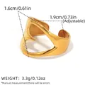 Anillo de corazón hueco ajustable en acabado dorado con ancho de 1,9cm y diámetro de 1,6cm - Estilo de Corazón Calado (A3-3-240304-2) / Dorado
