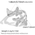 Detailansicht der verstellbaren Schmetterlingsring-Abmessungen und Gewichtsangaben - Verstellbare Offene Größe / Silber