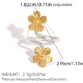 Adjustable stainless steel floral ring size details with dual-tone metal flower design - Silver Band with Gold Flowers