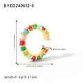 Multi-color enamel C-shape 18K gold plated stainless steel ear cuff size 2.5cm - Multicolor Striped Style (BYED240612-6)