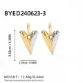 Hammered two-tone stainless steel heart drop earrings with gold and silver split design - Two Tone Textured Heart Drop (BYED240623-3)