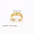 Adjustable 18K gold plated stainless steel multi-layer beaded wide band open ring - Four-Layer Beaded Hollow Oval Style (BYJZ240822-2)