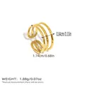 18K gold plated multi-layer geometric open ring with adjustable sizing and measurements - Three-Layer Thin Parallel Open Style (BYJZ240822-4)