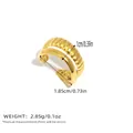 Golden double-layer wide geometric open ring with vertical texture and 18K gold finish - Striped Wide Surface Double-Layer Open Style (BYJZ240822-5)