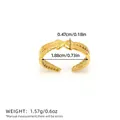 Minimalist 18K gold stainless steel ring featuring a twisted rope design and X-shaped accent - Cross Rope Twist Style (BYJZ240823-5)
