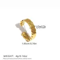 Minimalist 18K gold plated stainless steel twisted rope open ring for women - Twisted Rope Braid Open Style (BYJZ240822-6)