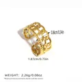 18K gold-plated stainless steel hollow chain ring with star detail and dimensions - Hollow Chain Star Open Style (BYJZ240822-7)