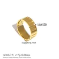 18K gold plated wide band open ring with textured rectangular grooves and measurements - Stepped Rectangular Groove Texture Open Style (BYJZ240822-9)
